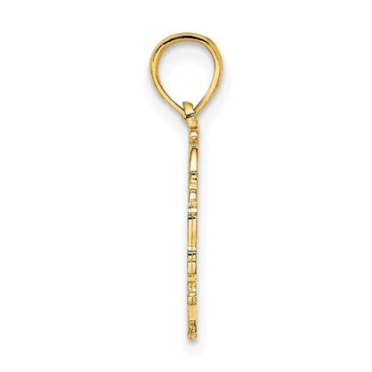 14K Gelbgold 14ky Herz Schreibschrift Buchstabe V Initiale Charm