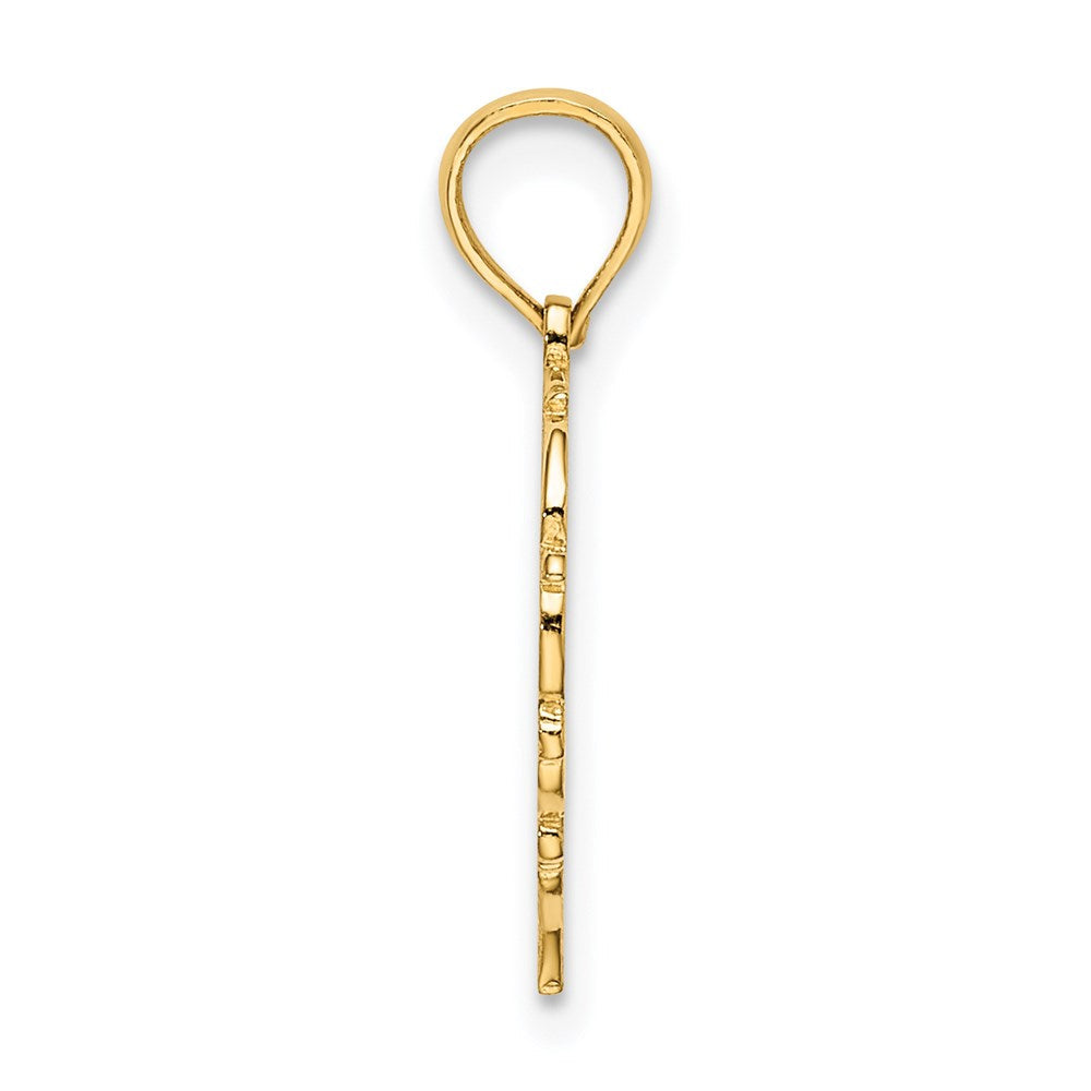 14K Gelbgold 14ky Herz Schreibschrift Buchstabe W Initiale Charm