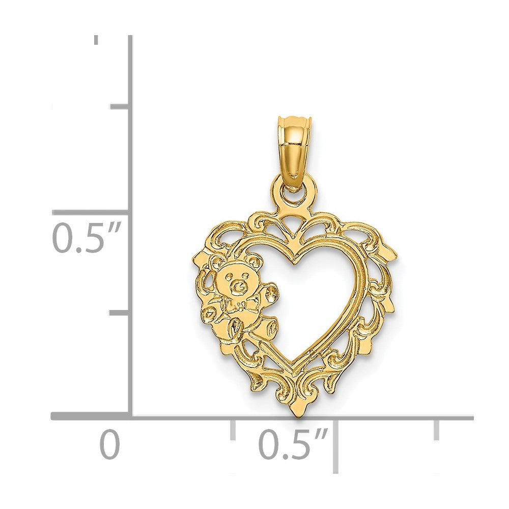 14K Gelbgold Teddy Bär in Herz Charm
