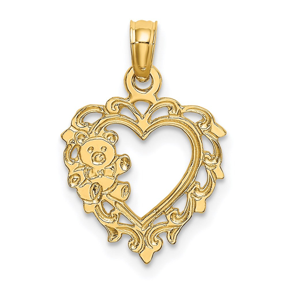 14K Gelbgold Teddy Bär in Herz Charm