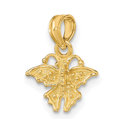 14K Gelbgold Strukturiert Mini Schmetterling Charm