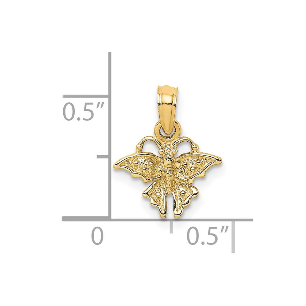 14K Gelbgold Strukturiert Mini Schmetterling Charm