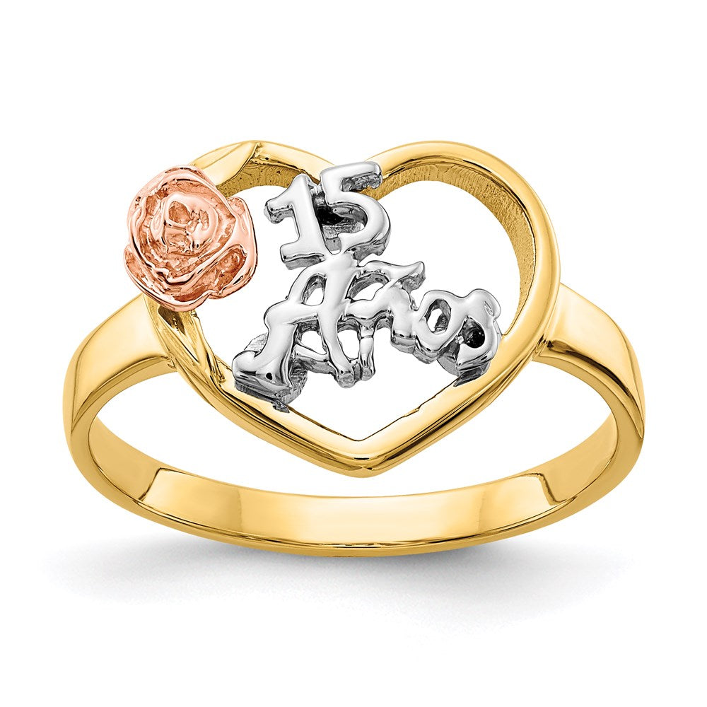 14K Zweifarbiges Gold & Rhodium 15 Anos Ring