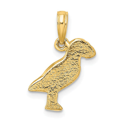 14K Gelbgold 2-D Polierter und Strukturierter Papageientaucher-Vogel-Charm