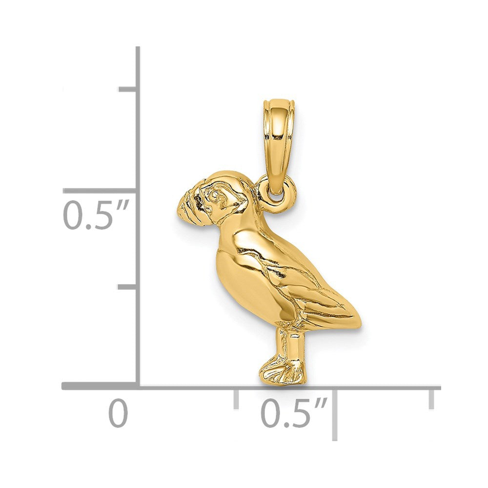 14K Gelbgold 2-D Polierter und Strukturierter Papageientaucher-Vogel-Charm
