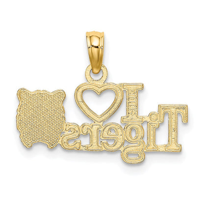 14K Gelbgold I Herz Tigers mit Tiger Kopf Charm