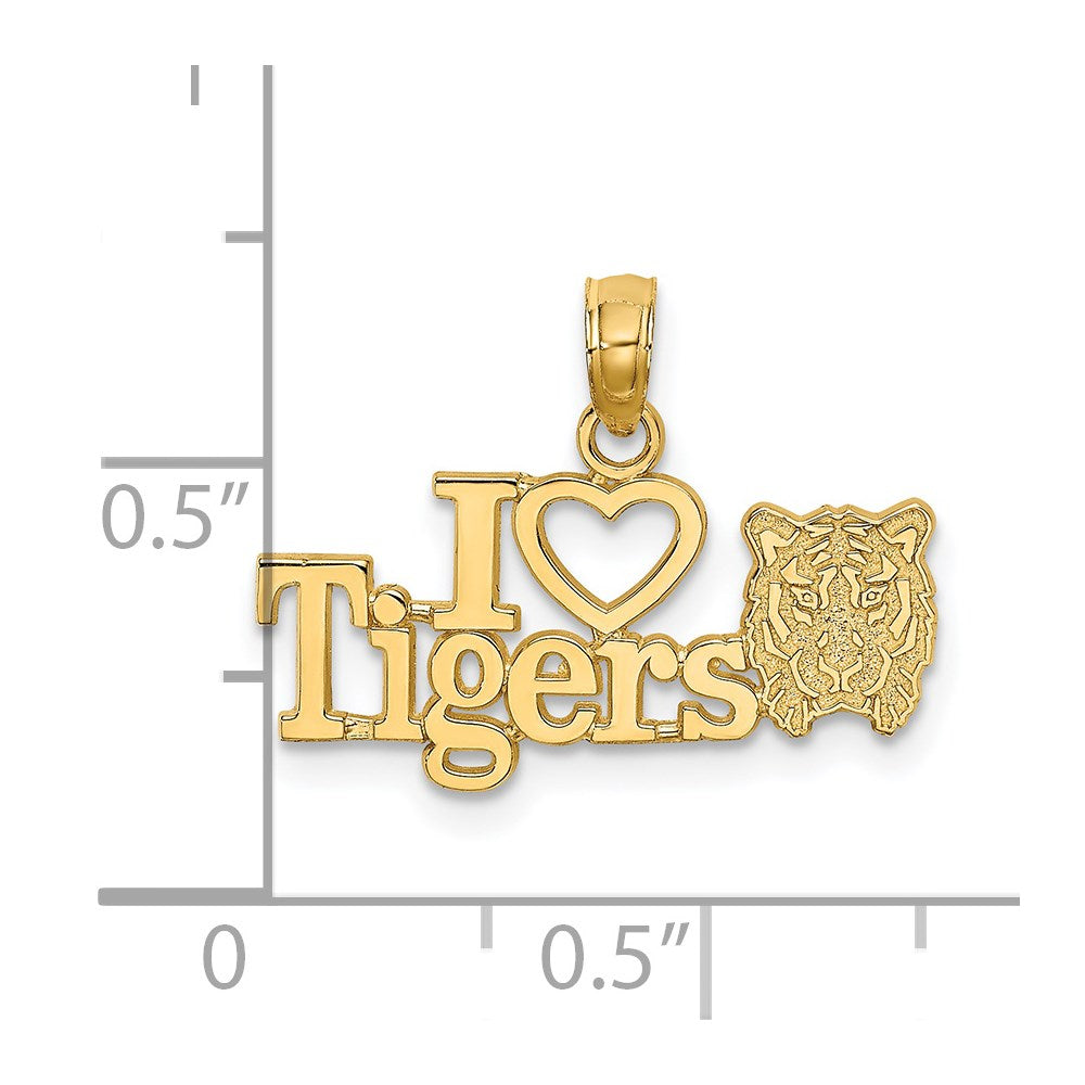14K Gelbgold I Herz Tigers mit Tiger Kopf Charm