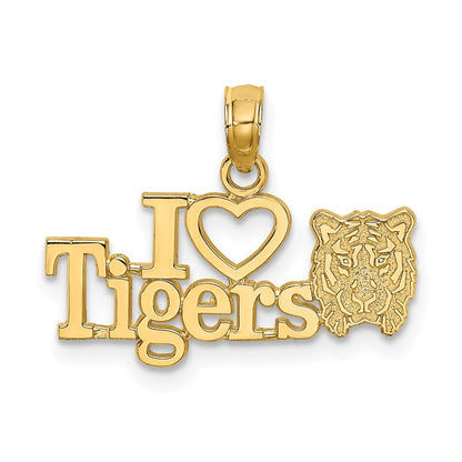 14K Gelbgold I Herz Tigers mit Tiger Kopf Charm
