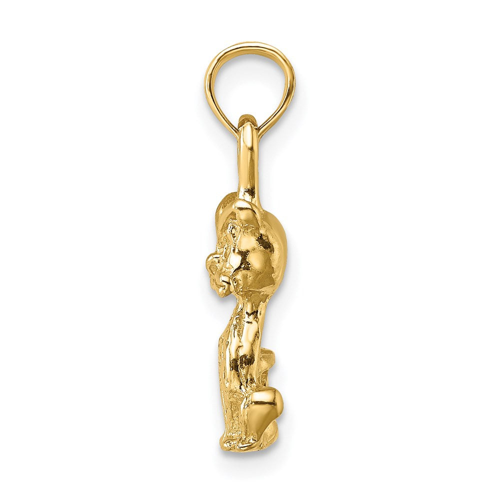 14K Gelbgold Mini-Sitzende-Katze-Charm 3D