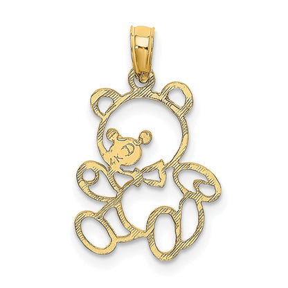 14K Gelbgold Ausgeschnitten Teddy Bär Charm