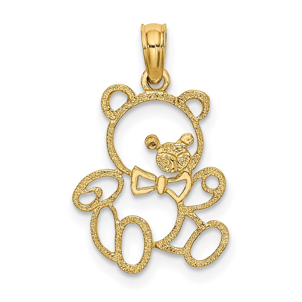 14K Gelbgold Ausgeschnitten Teddy Bär Charm