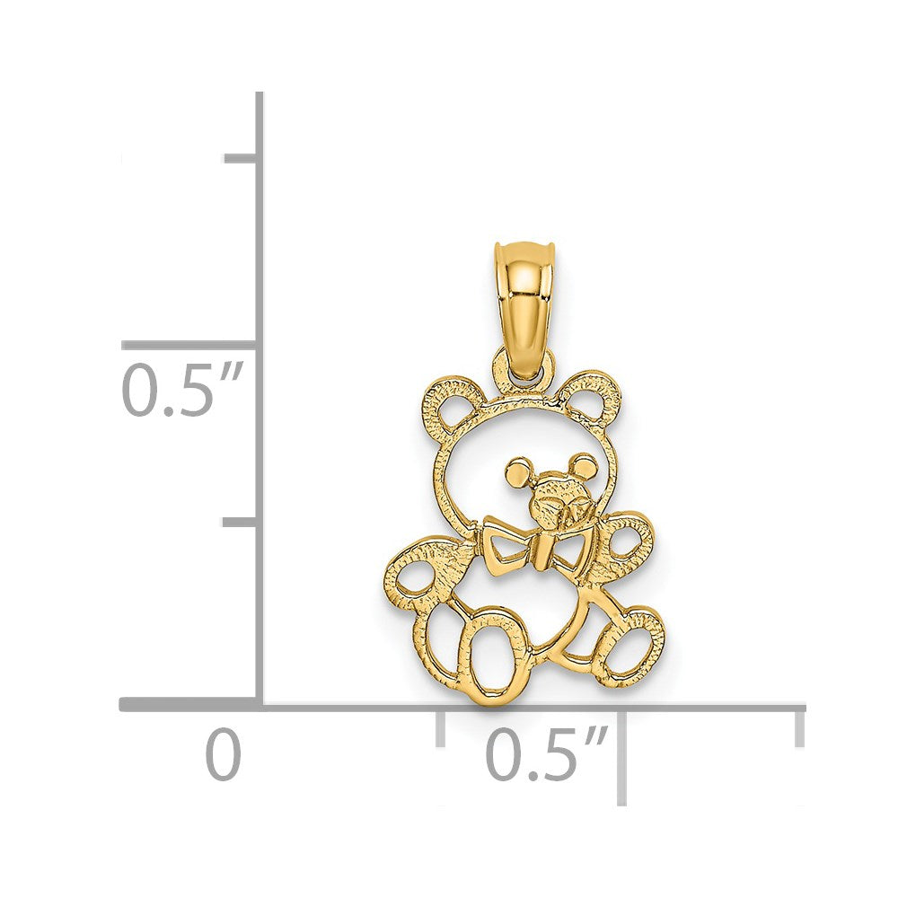 14K Gelbgold Ausgeschnitten Teddy Bär Charm