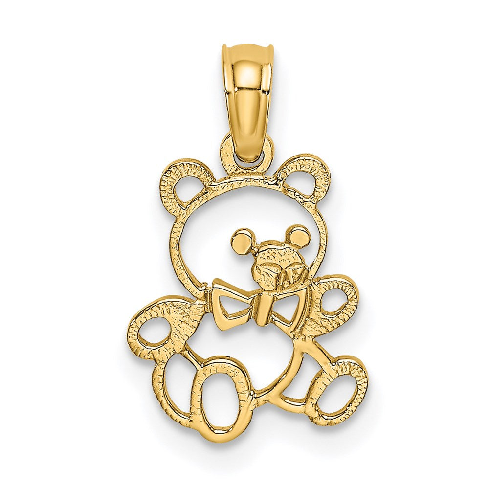 14K Gelbgold Ausgeschnitten Teddy Bär Charm