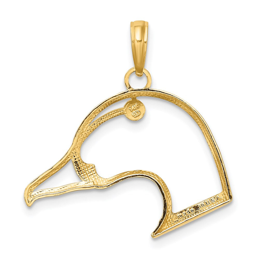 14K Gelbgold Ausgeschnitten Duck Kopf Charm