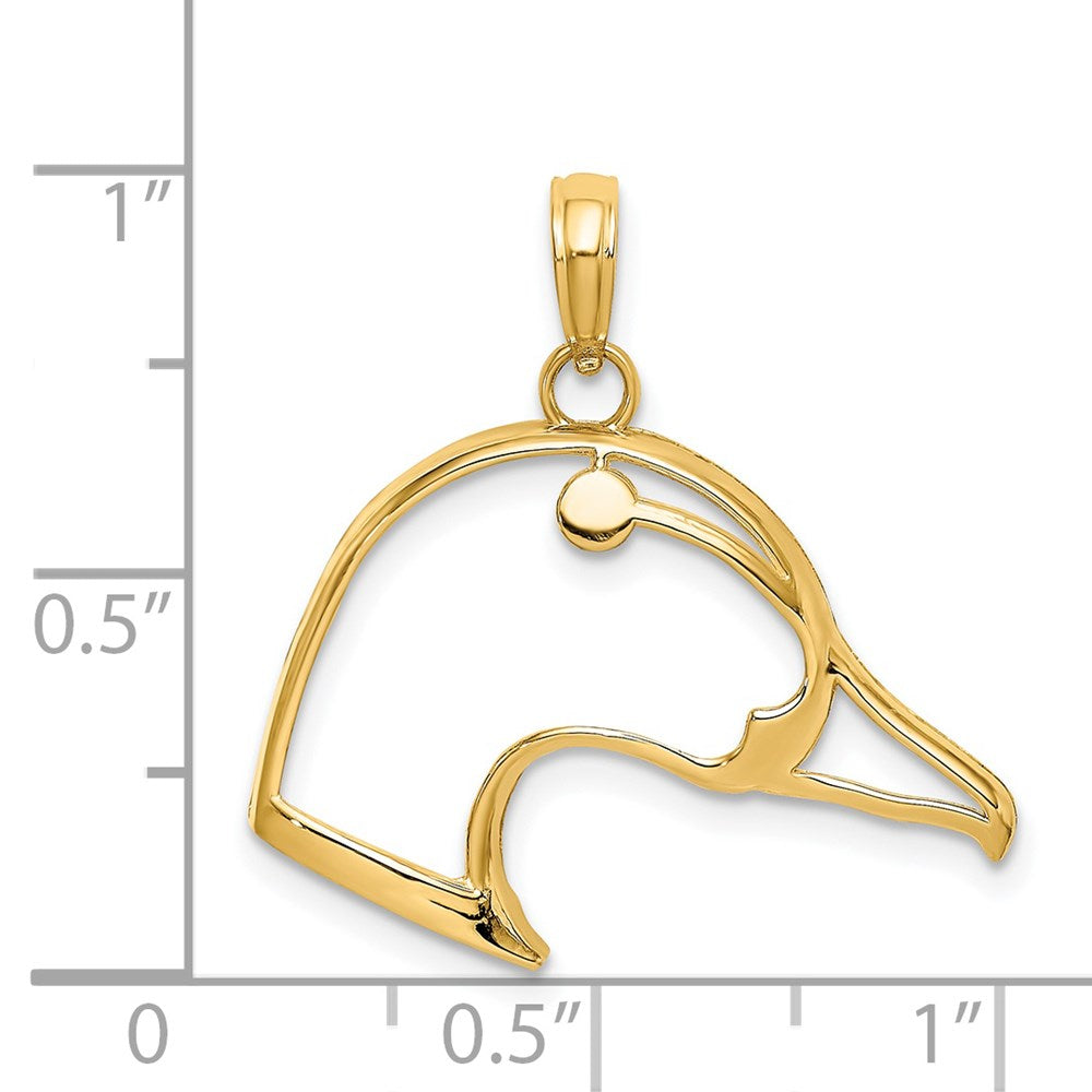 14K Gelbgold Ausgeschnitten Duck Kopf Charm