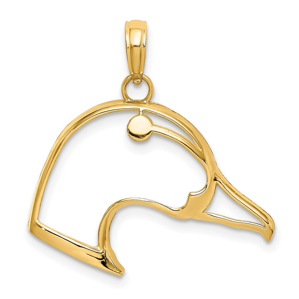 14K Gelbgold Ausgeschnitten Duck Kopf Charm