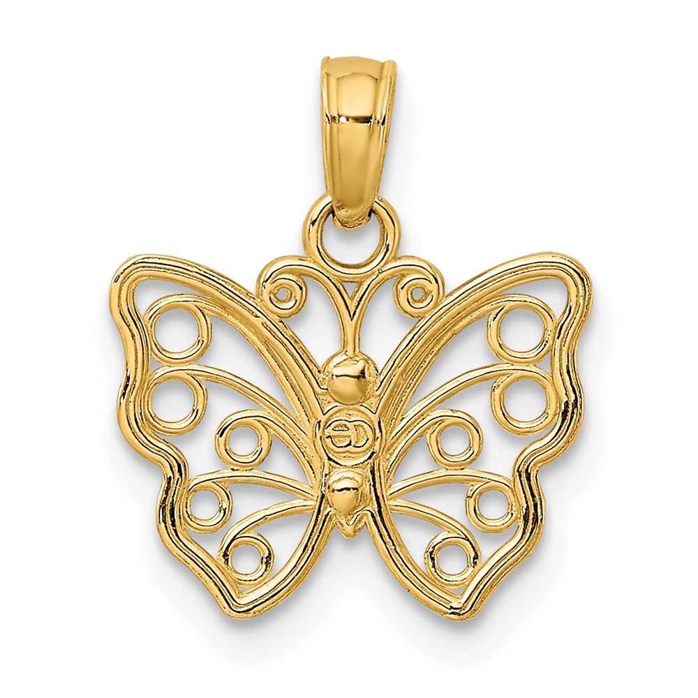 14K Gelbgold Ausgeschnitten Klein Schmetterling Charm