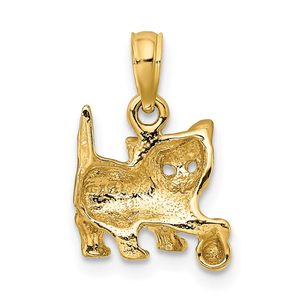 14K Gelbgold Katze mit Kugel Charm