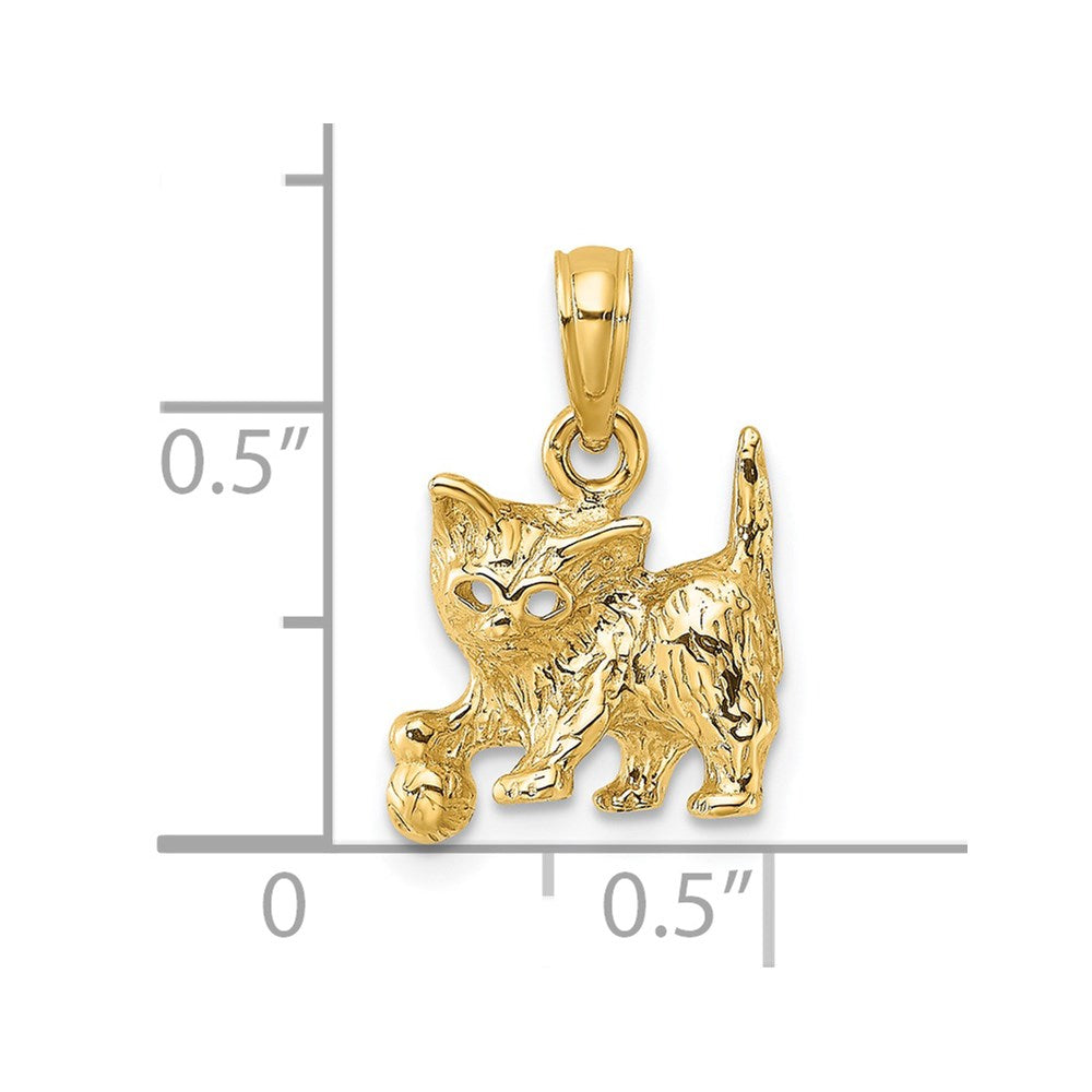 14K Gelbgold Katze mit Kugel Charm