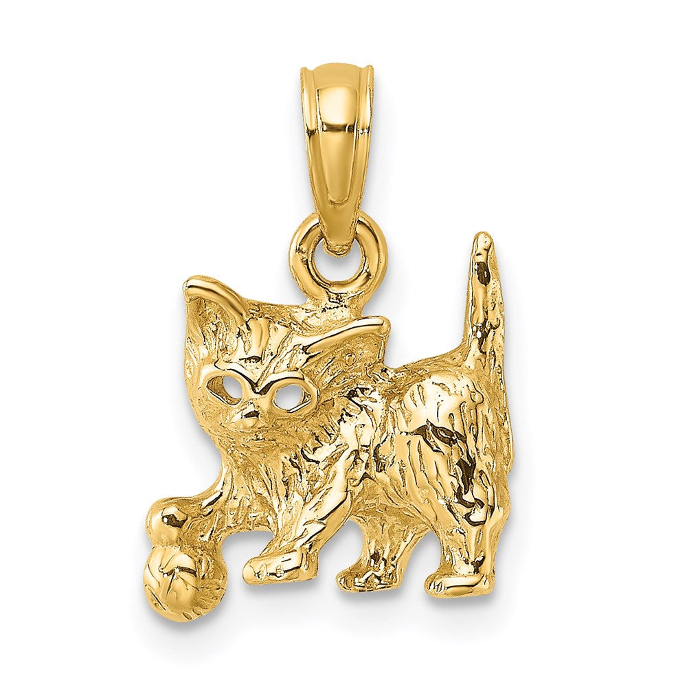 14K Gelbgold Katze mit Kugel Charm
