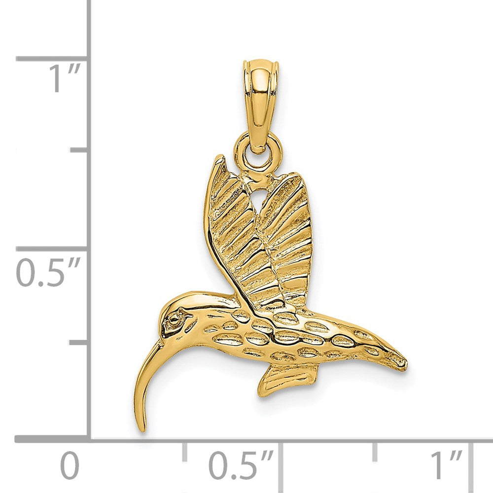 Charm „Fliegender Kolibri“ mit Struktur aus 14K Gelbgold
