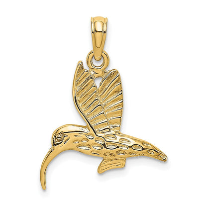 Charm „Fliegender Kolibri“ mit Struktur aus 14K Gelbgold
