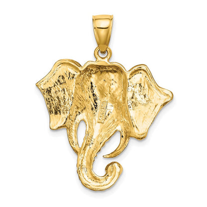 14K Gelbgold Elefantenkopf-Charm 2-D mit gedrehtem Rüssel