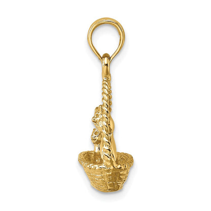 14K Gelbgold 3D-Charm „Katzen im Korb“