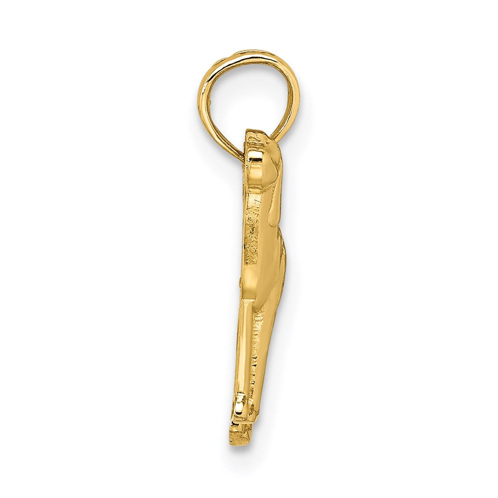 14K Gelbgold Poliert Hund Charm