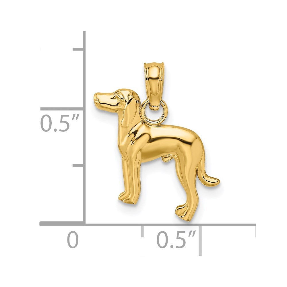 14K Gelbgold Poliert Hund Charm