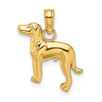 14K Gelbgold Poliert Hund Charm