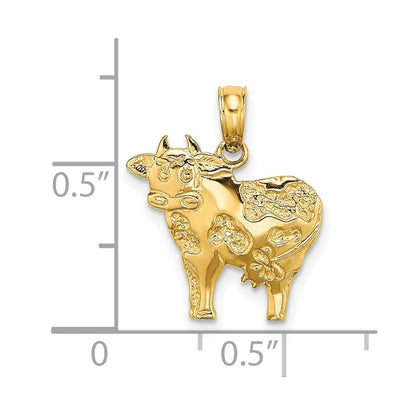 14K Gelbgold Poliert Playful Cow Charm