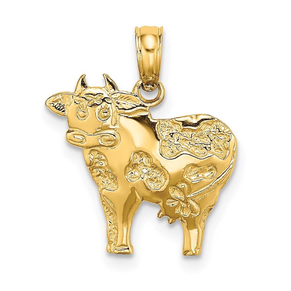 14K Gelbgold Poliert Playful Cow Charm