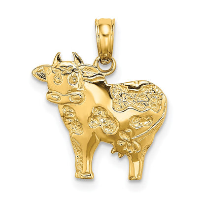 14K Gelbgold Poliert Playful Cow Charm
