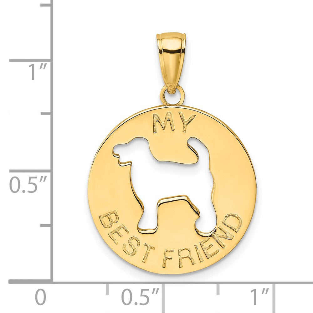 14K Gelbgold Charm „MY BEST FRIEND“ mit Hund