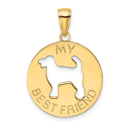 14K Gelbgold Charm „MY BEST FRIEND“ mit Hund