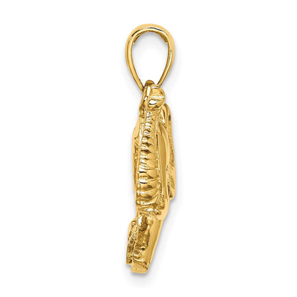 14K Gelbgold 2-D-Charm Laufender Elefant mit erhobenem Rüssel