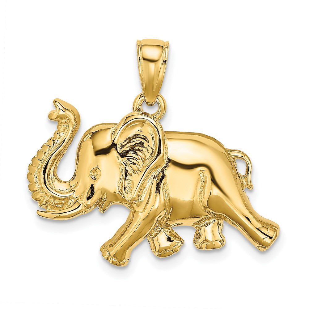 14K Gelbgold 2-D-Charm Laufender Elefant mit erhobenem Rüssel