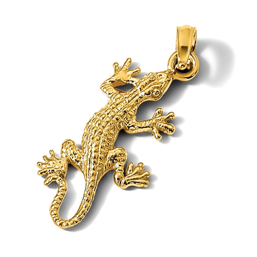 14K Gelbgold 2-D-Eidechse-Charm