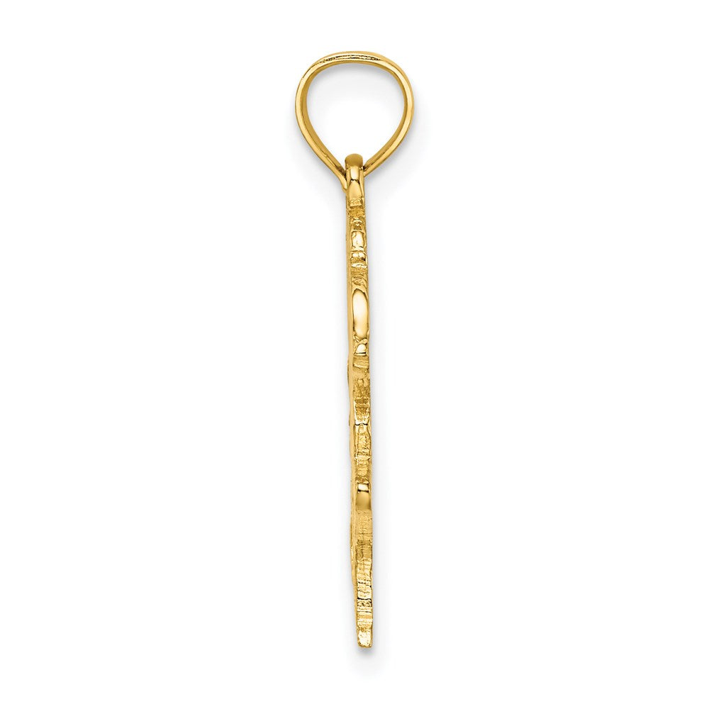 14K Gelbgold Charm mit strukturiertem Herz und Pferd