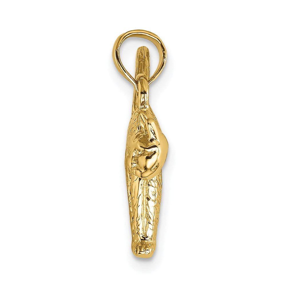 14K Gelbgold Katzen-Charm mit 3D-Struktur, gewölbtem Rücken und erhobenem Schwanz