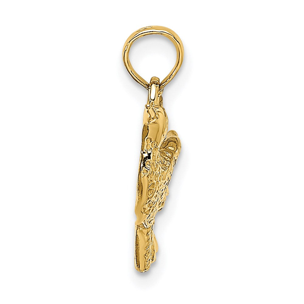 14K Gelbgold Graviert Hummingbird Charm