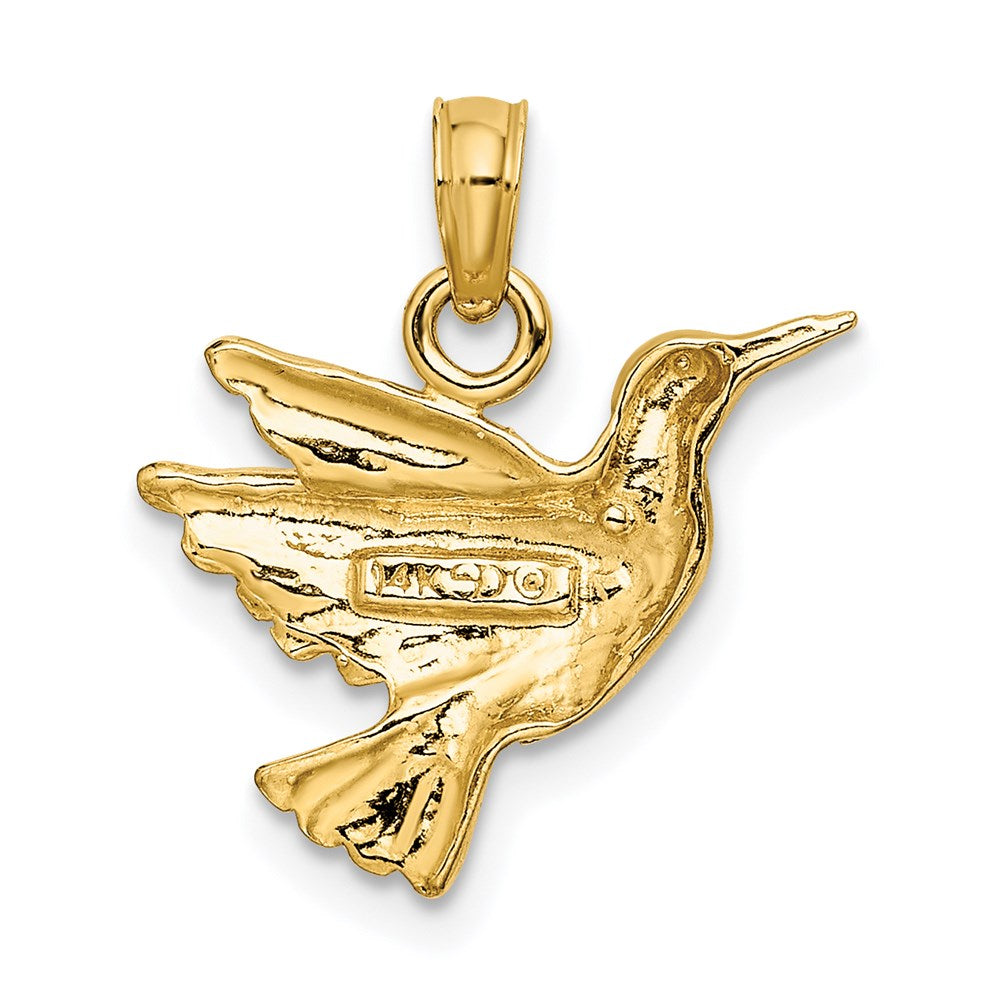 14K Gelbgold Graviert Hummingbird Charm