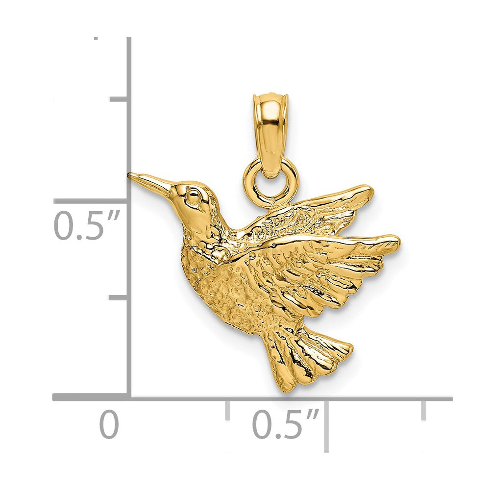 14K Gelbgold Graviert Hummingbird Charm