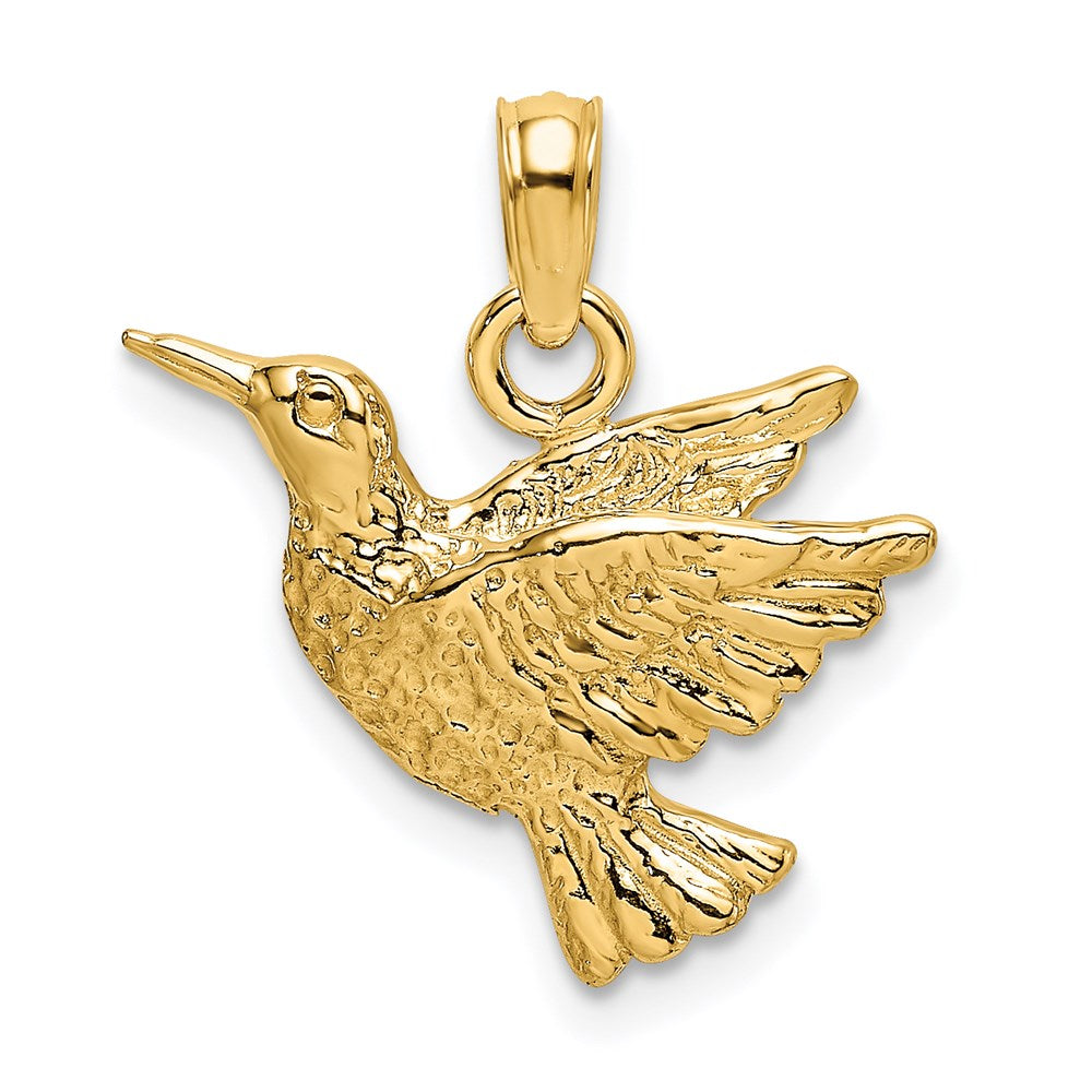 14K Gelbgold Graviert Hummingbird Charm