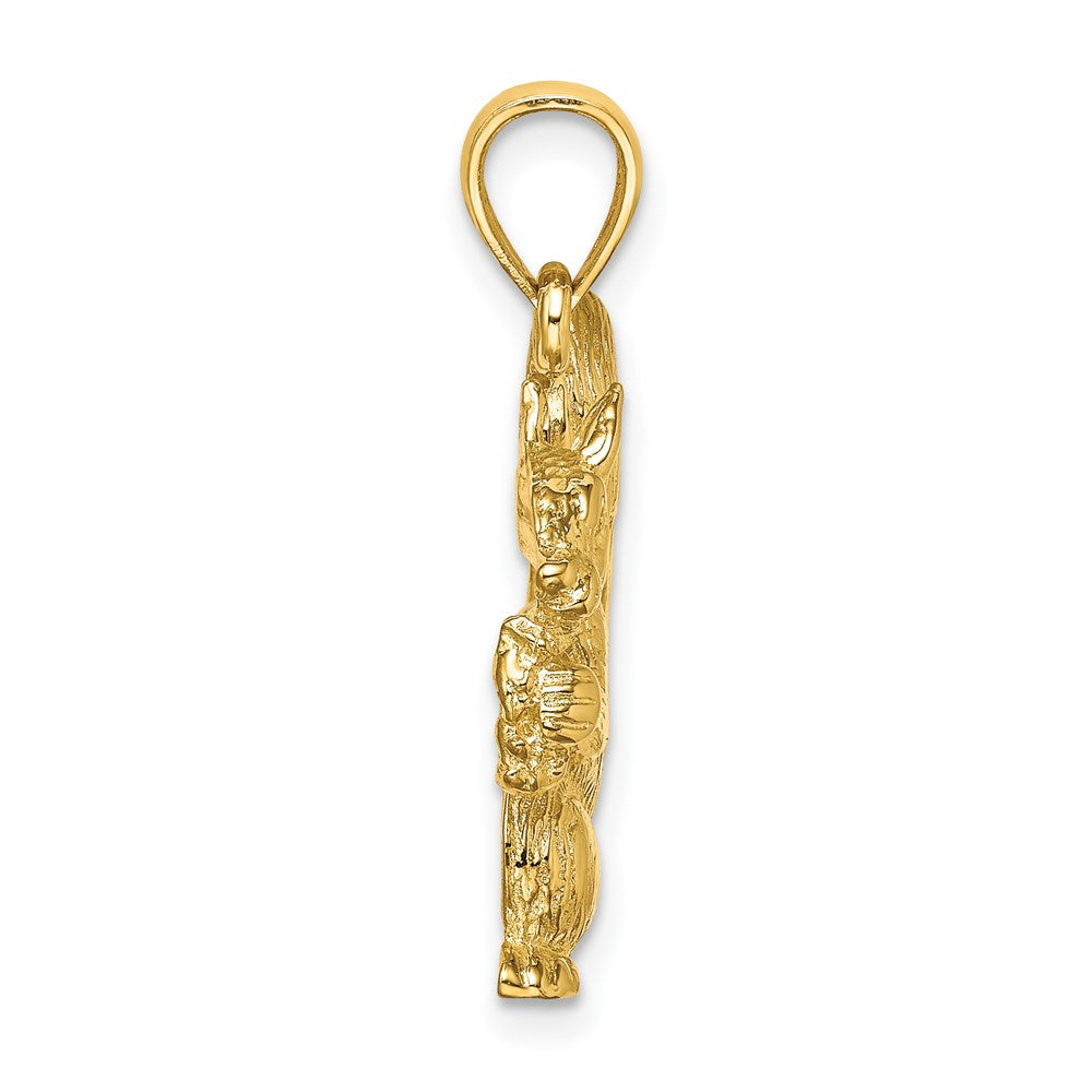 14K Gelbgold Charm strukturiertes sitzendes Eichhörnchen