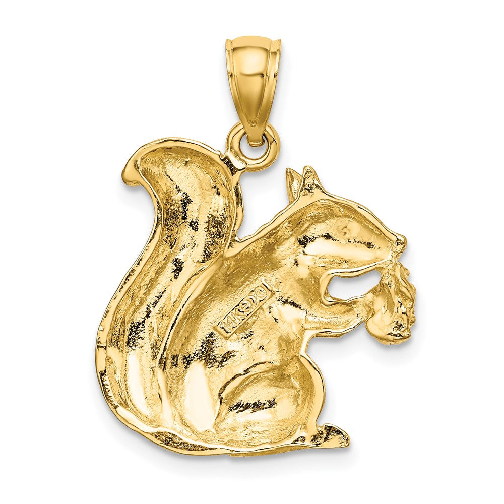 14K Gelbgold Charm strukturiertes sitzendes Eichhörnchen