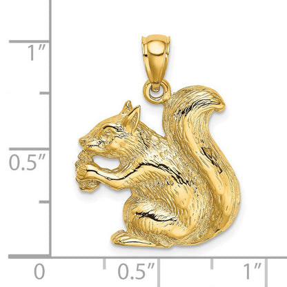 14K Gelbgold Charm strukturiertes sitzendes Eichhörnchen