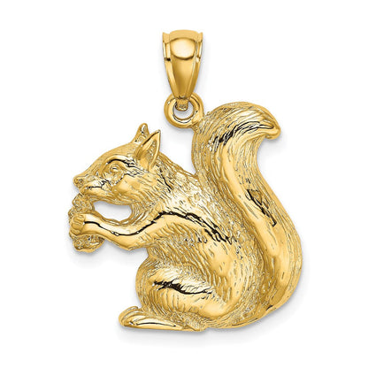14K Gelbgold Charm strukturiertes sitzendes Eichhörnchen