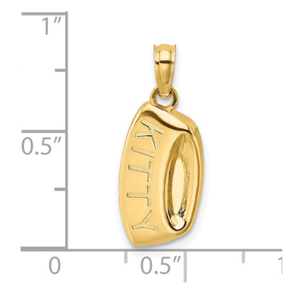 14K Gelbgold Kitty Bowl Charm